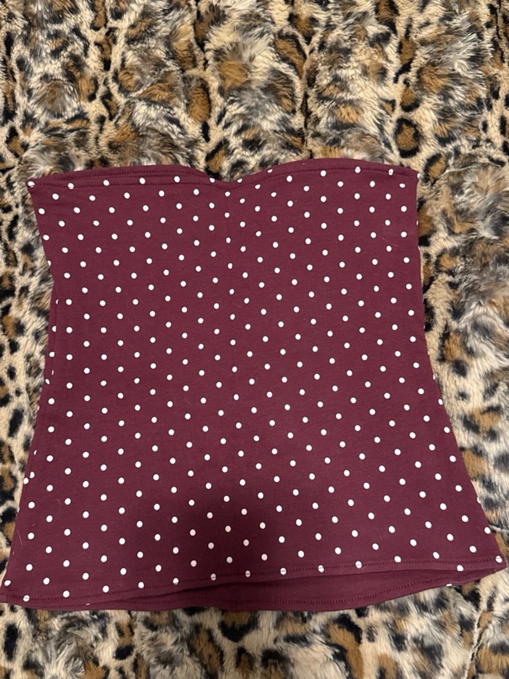 Reversible Hollister Burgundy Polka Dot Strapless Crop Top